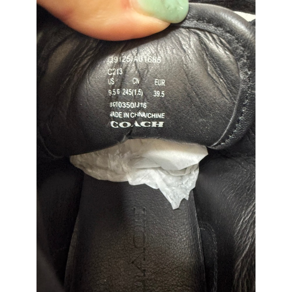 Coach Pembroke Black Napa Leather Turnlock High Top Sneakers Q9125 W 9.5M New - Picture 7 of 8